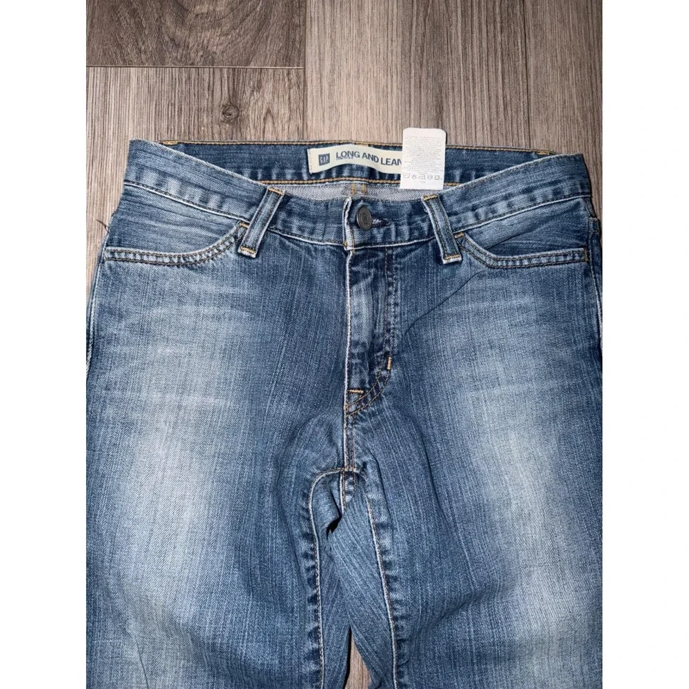 Gap‎ Long Lean Jeans USA Vtg Y2K 0 Medium Wash Flare Low Rise Denim O2